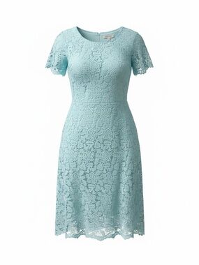 Sandra Darren Aqua Lace Midi Dress
